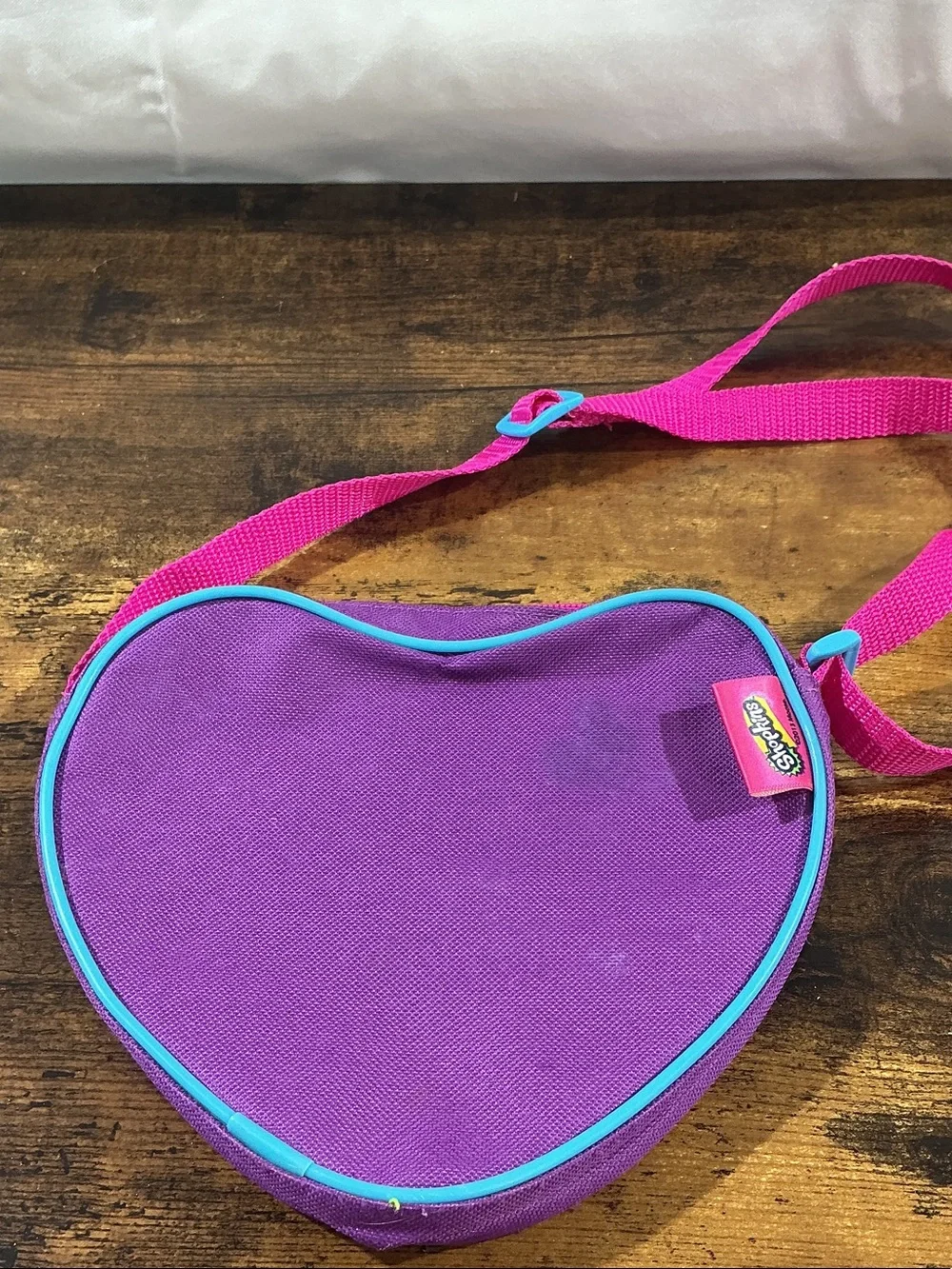 Shopkins Hot Pink Heart Crossbody Bag with Colorful Character Print